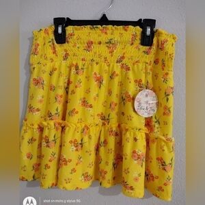 Jolie &‎ Joy Yellow Floral Mini Skrit New
